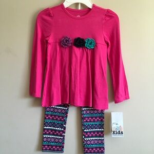 Kids Headquarters 2 Pc. Pink top& leggings set, Little Girl size 5.